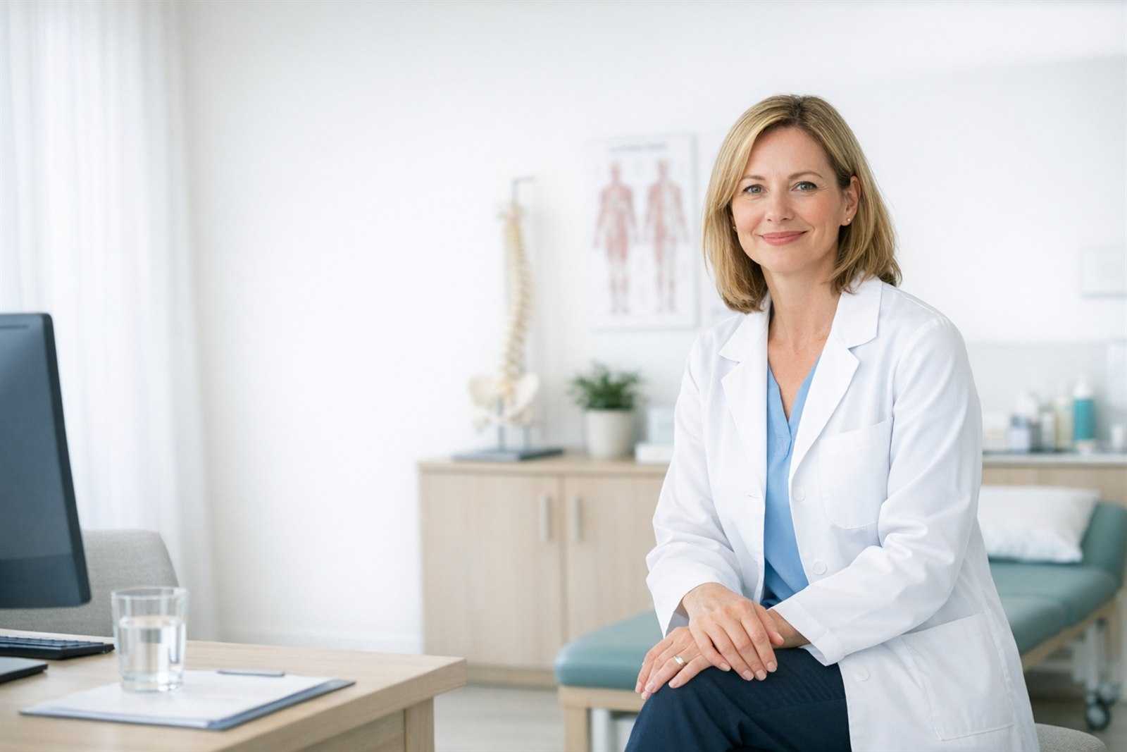 Beispielhafte Ärztin in einem hellen Behandlungsraum